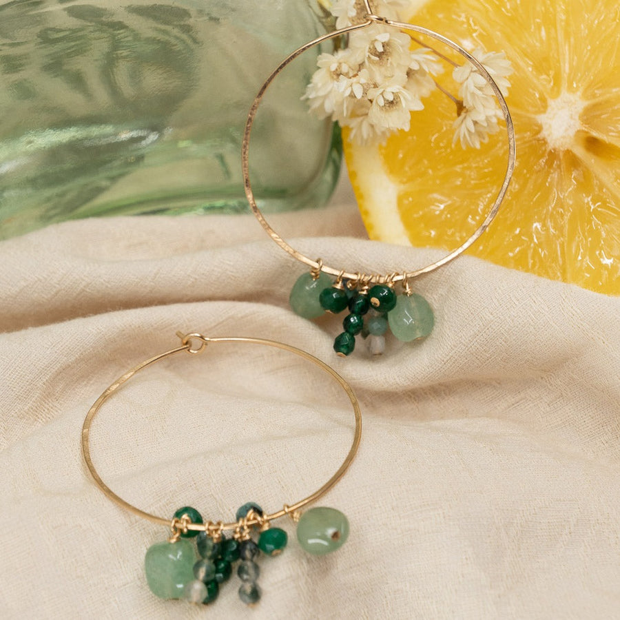 Boucles Evita (aventurine, quartz, agate et jade)